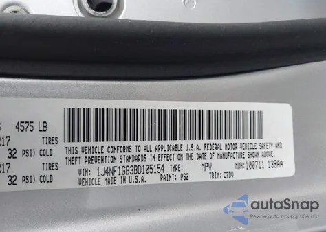 2011 Jeep Patriot Sport z USA, uszkodzony, nr VIN 1J4NF1GB3BD105154